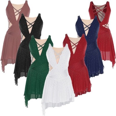 Women Dress Contemporary Dancewear Hem Dresses Costume Adorned Figure-Skating | eBay Women Dress Contemporary Dancewear Hem Dresses Costume Adorned Figure-Skating | eBay