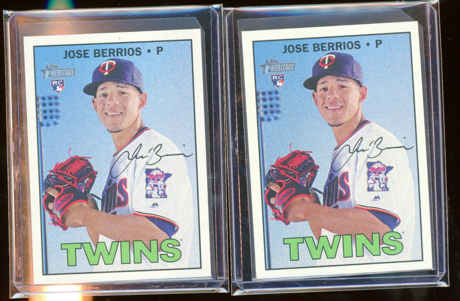 2 count Jose Berrios 2016 Topps Heritage #709 RC Rookie Card NM-MT+ PACK FRESH
