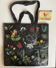 Blue Q Floral Foliage Tote Bag 15” x 15” & Coin Purse Free Hugs 4.5” x 3.25”