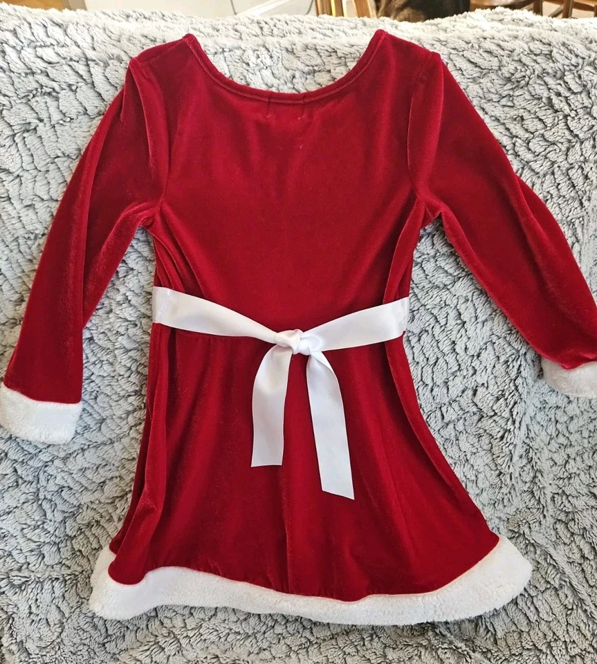 TALLA 5 Vestido Rosa y Violeta Niñas Terciopelo Navidad Papá Noel Rojo Con Faja Blanca Foto 2 de 3