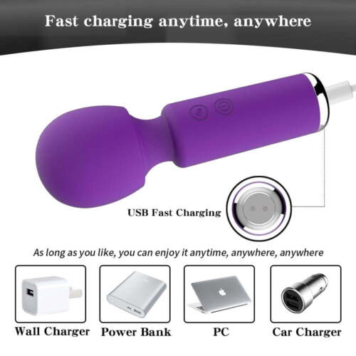 Handheld Wireless Electric Body Wand Massager, 10 Patterns, Soft Silicone, Blue - Picture 2 of 11