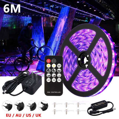 6M-20M LED UV Lichtkette 385-400nm Strip Streifen Schwarzlicht mit Netzteil 12V - Picture 18 of 31