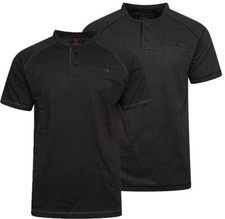 Mens Forge BIG Henley T Shirt Short Sleeve Casual Grandad Collar Summer 2-8XL