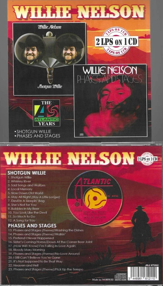 WILLIE NELSON-SHOTGUN WILLIE/PHASES AND STAGES-2 LPS ON 1 IMPORT CD