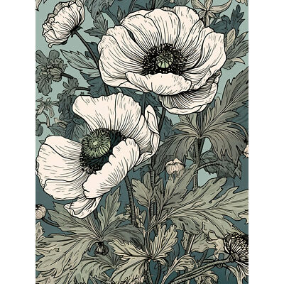 Pastellfarben Weiß Anemone Blume Blütefeld Riesig Wandbild Poster Druck Riesen
