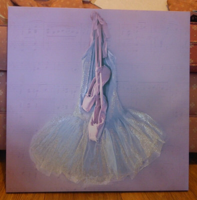 Ballett Spitzenschuhe und Tutu bemalt Leinwand Wandbild. 48x48 cm eckig