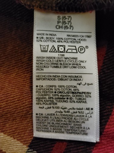 Old Navy Girls Flannel Hoodie Size 6/7 - Picture 4 of 4