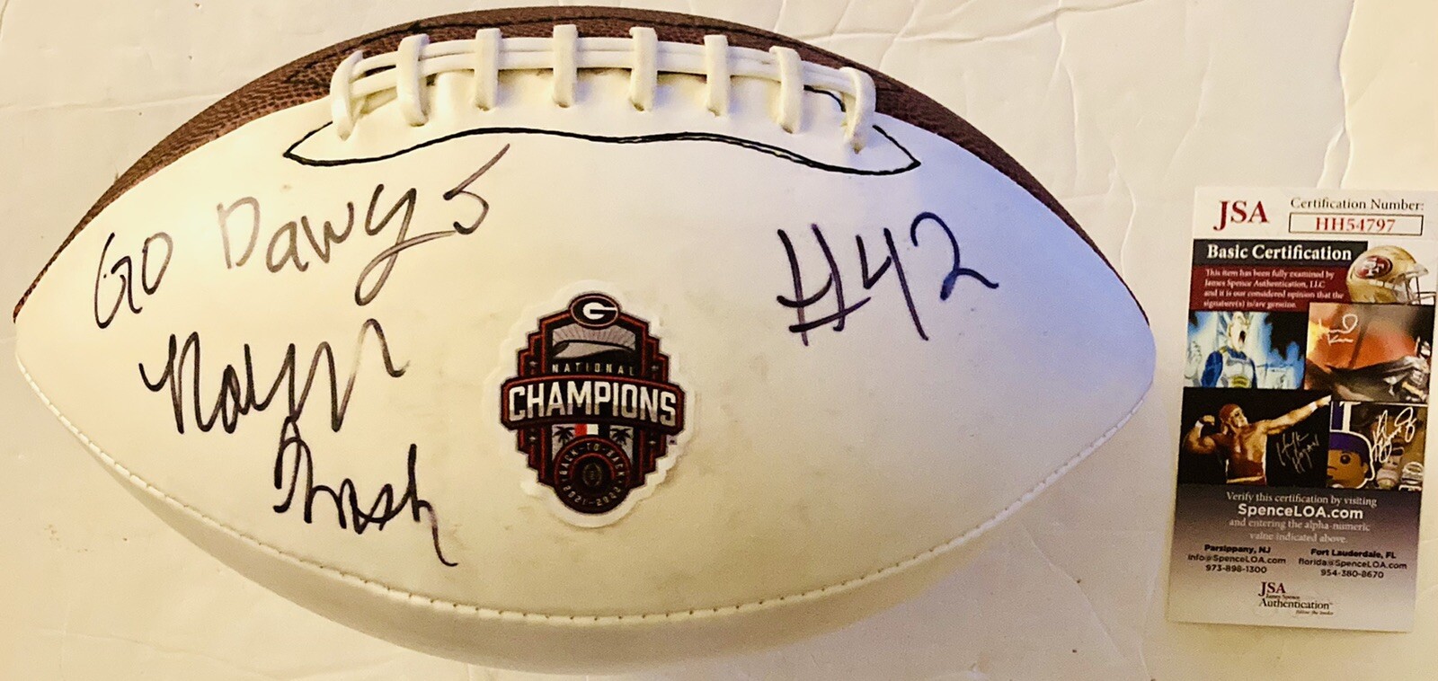 NOLAN SMITH SIGNED GEORGIA BULLDOGS FOOTBALL 2021-2022 B2B CHAMPIONS JSA COA! 