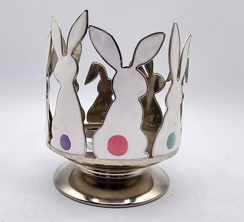 Bath & Body Works Bunny Rabbit Silhouette Pedestal 3 Wick Candle Holder Easter - Picture 3 of 6