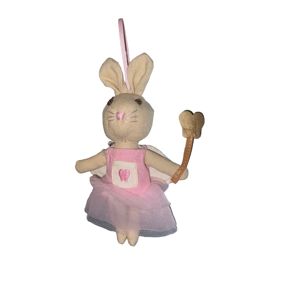 Mud Pie Little Girl Mini Tooth Fairy Bunny Pocket Buddy Pink Tutu - Image 3 of 4