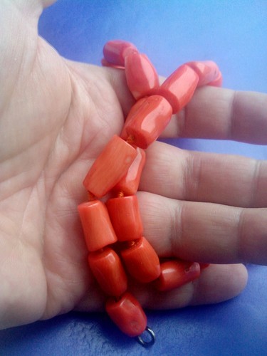 Beautiful and sexy natural coral beads necklace orange barrels ng593 - Picture 10 of 10