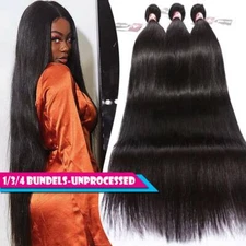 CLEARANCE Straight 1-4Bundles Brazilian Virgin Human Hair Extensions Weave Wefts