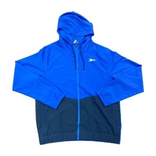 NWT Reebok Mens Full Zip Training Woven Jacket Vector Blue/Black Small