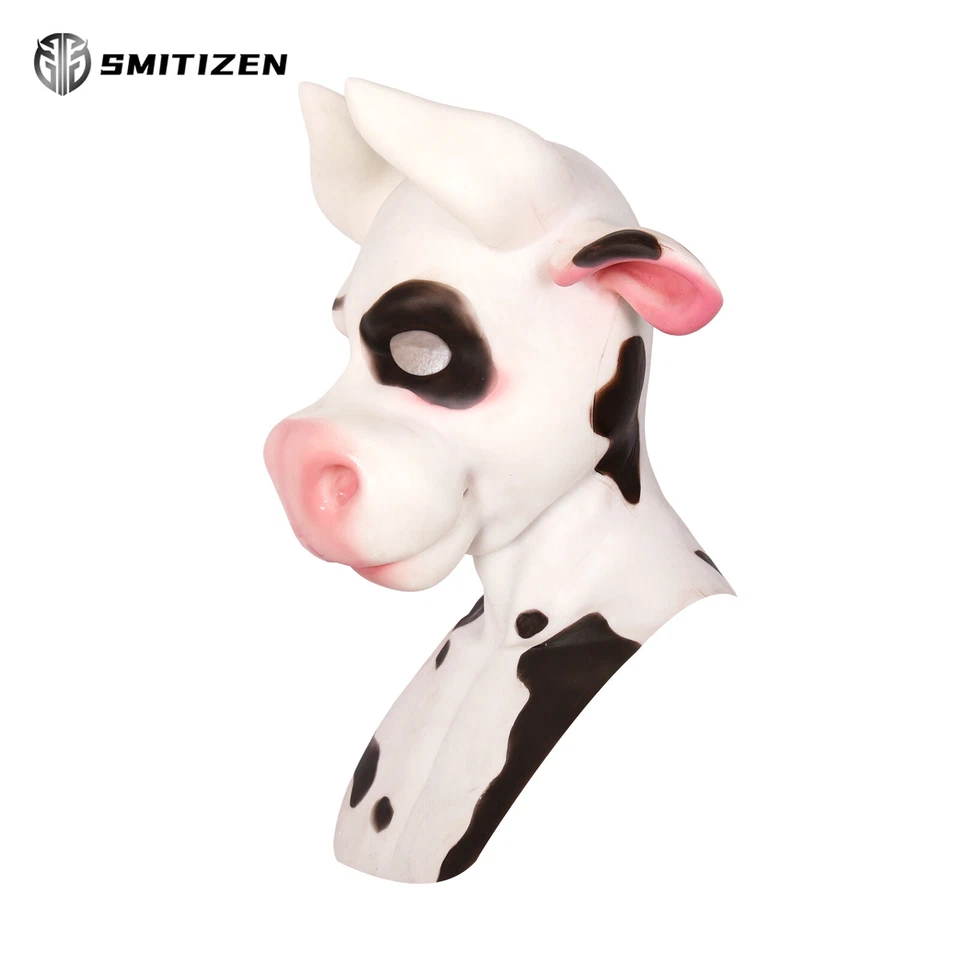 Smitizen Realistic Silicone Spotted Cartoon Cow Monster Mask Costumes for Cos - Image 4 of 4