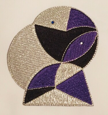 ''Eyes''Iron on patch (Abstract Design), Silver/Black/Purple 
