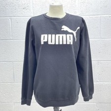 PUMA BLACK SWEATSHIRT LOGO UK SIZE M GRAPHIC PRINT CREWNECK JUMPER