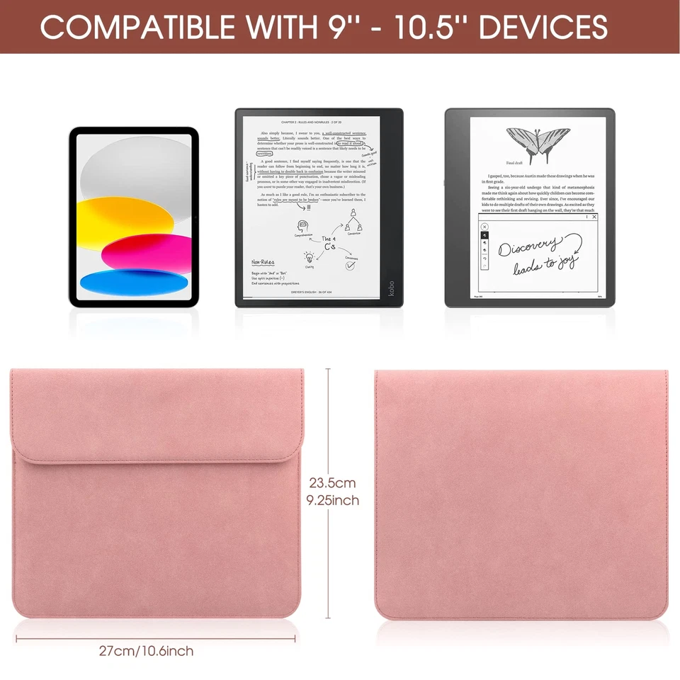 Funda universal HoYiXi para libro electrónico de 10,2 pulgadas rosa de 10,3"" Foto 2 de 4