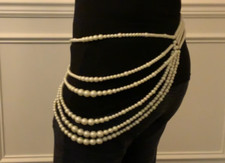 Chicos multilayer Pearl pageant Runway Party Hoco belt rhinestone buckle 36 y2k