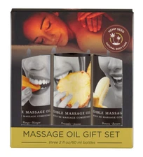 Earthly Body Edible Massage Oil Gift 3pk Set - Banana, Mango, Pineapple - 2oz ea