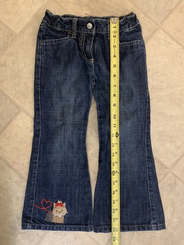 Gymboree Girls Blue Denim Adjustable Waist Pants With Yorkie Dog Design Size 4 - Picture 3 of 5