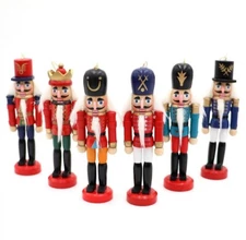 6pcs 12cm Wooden Nutcracker Puppet Soldier Gift Christmas Ornaments Party Décor