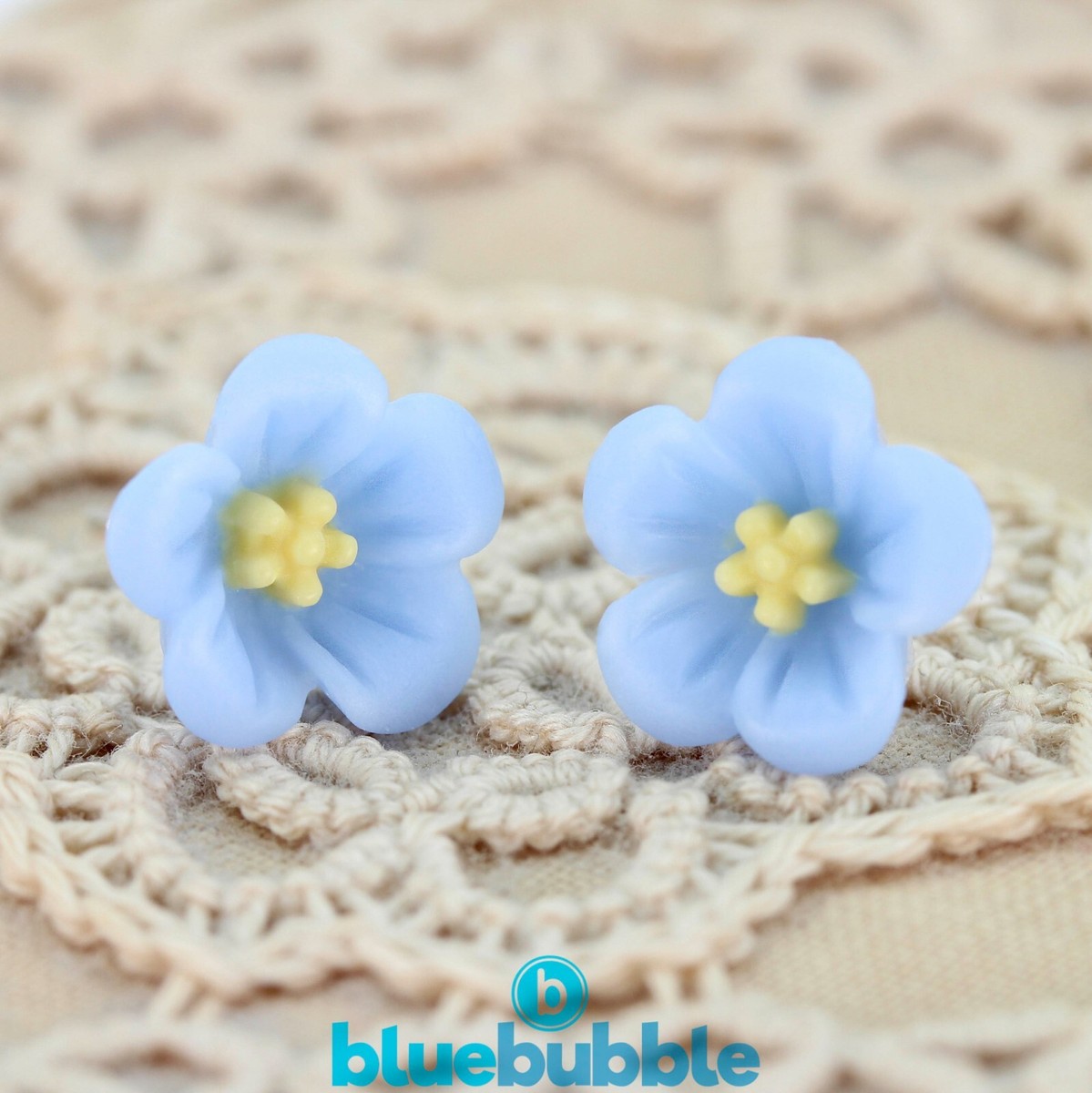 bluebubble FORGET ME NOT 13mm Blue Flower Stud Earrings Girls Gift