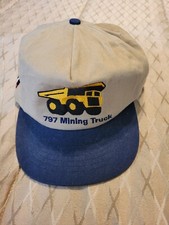 Vintage CAT Caterpillar 797 Mining Truck Trucker Hat Made In USA Soft Closure