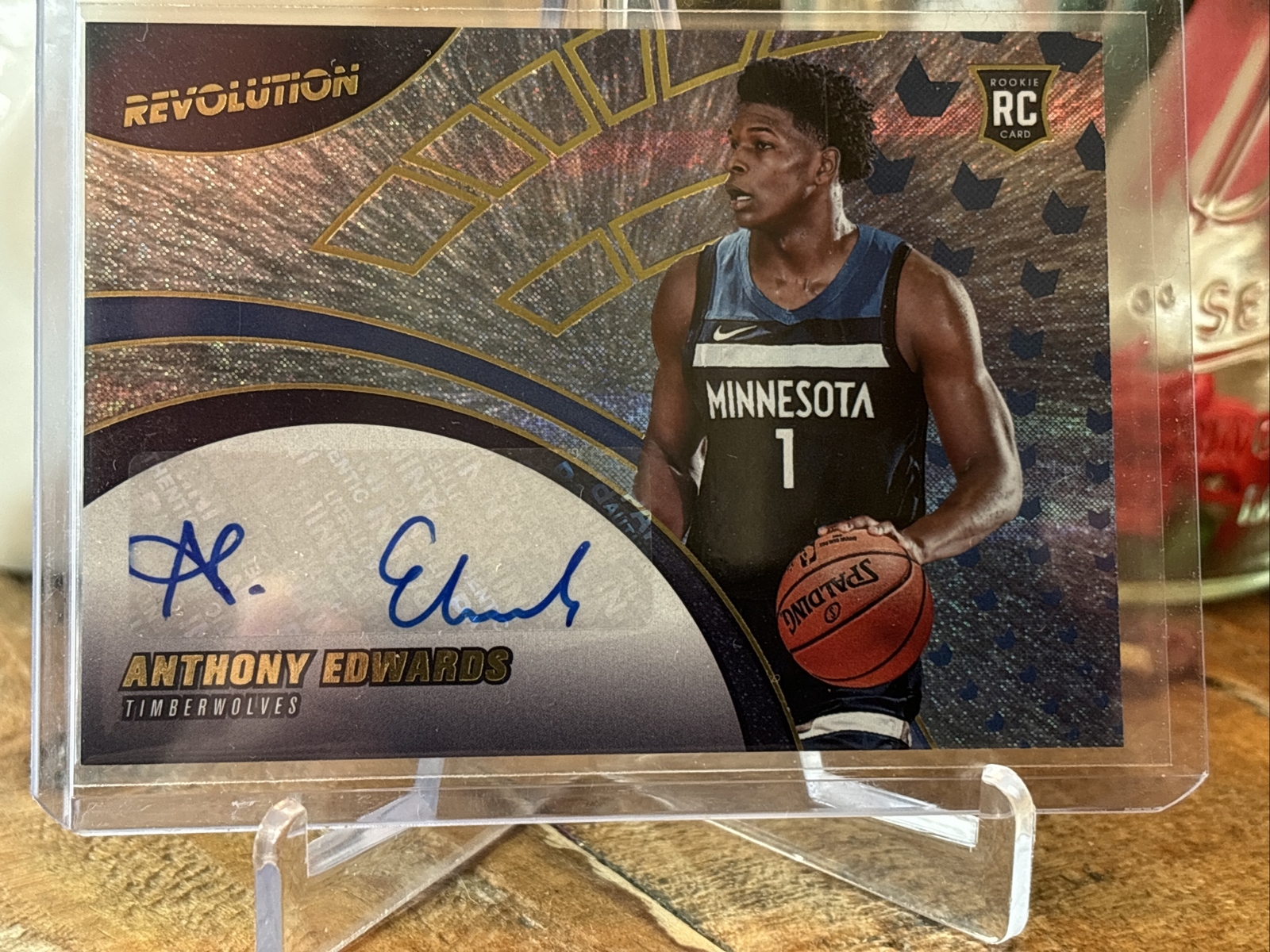ANTHONY EDWARDS 2020 PANINI REVOLUTION AUTOGRAPH AUTO ROOKIE RC T-WOLVES