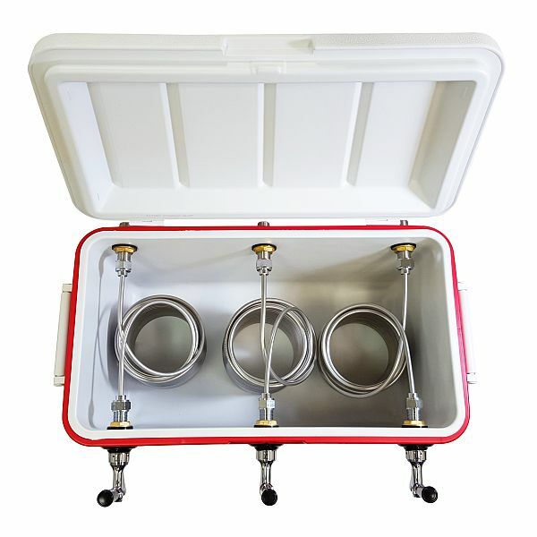 Jockey Box Cooler - 3 Faucet, 5/16" x 50' Stainless Steel Coils, 48qt ...