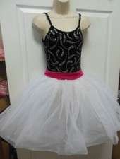 WHITE BLACK GLITTERED European Length BALLET COSTUME GIRLS Sm Ch XLg Child