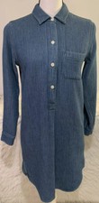 Madewell Blue Check Lined Chambray Popover Shirtdress Women's Size XS