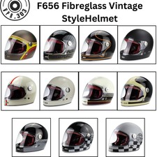 MOTORRAD INTEGRALHELM F656 RETRO FIBERGLAS VOLLGESICHTS MOTORRADHELM ALLE FARBEN