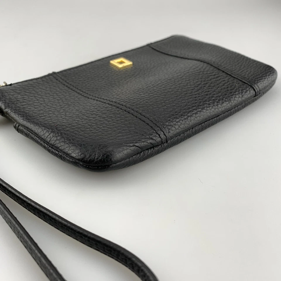 Cartera sin asas Lodis Muñequera Cuero Negro Cremallera Bolsa Cartera Diseñador Foto 3 de 4