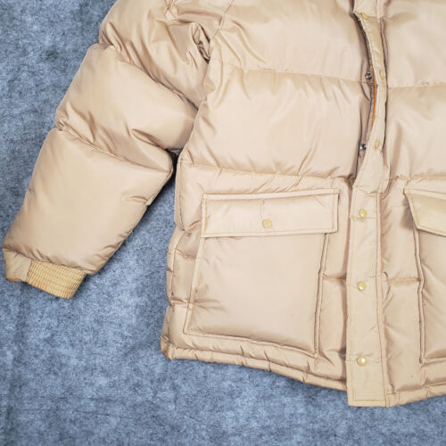 Vintage Down Puffer Coat Mens Medium Jacket Beige/Brown Read - Picture 4 of 15