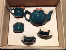 Vintage Boyds Bears Bearware Pottery Emily's Tea Set Green With Black Paw Prints