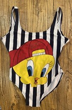 Vintage Looney Tunes Tweety Bird Striped 4th Of July One Piece Swimsuit Bodysuit