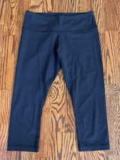 Lululemon Wonder Under Crop Legging Womens Size 6 Black Mid Rise