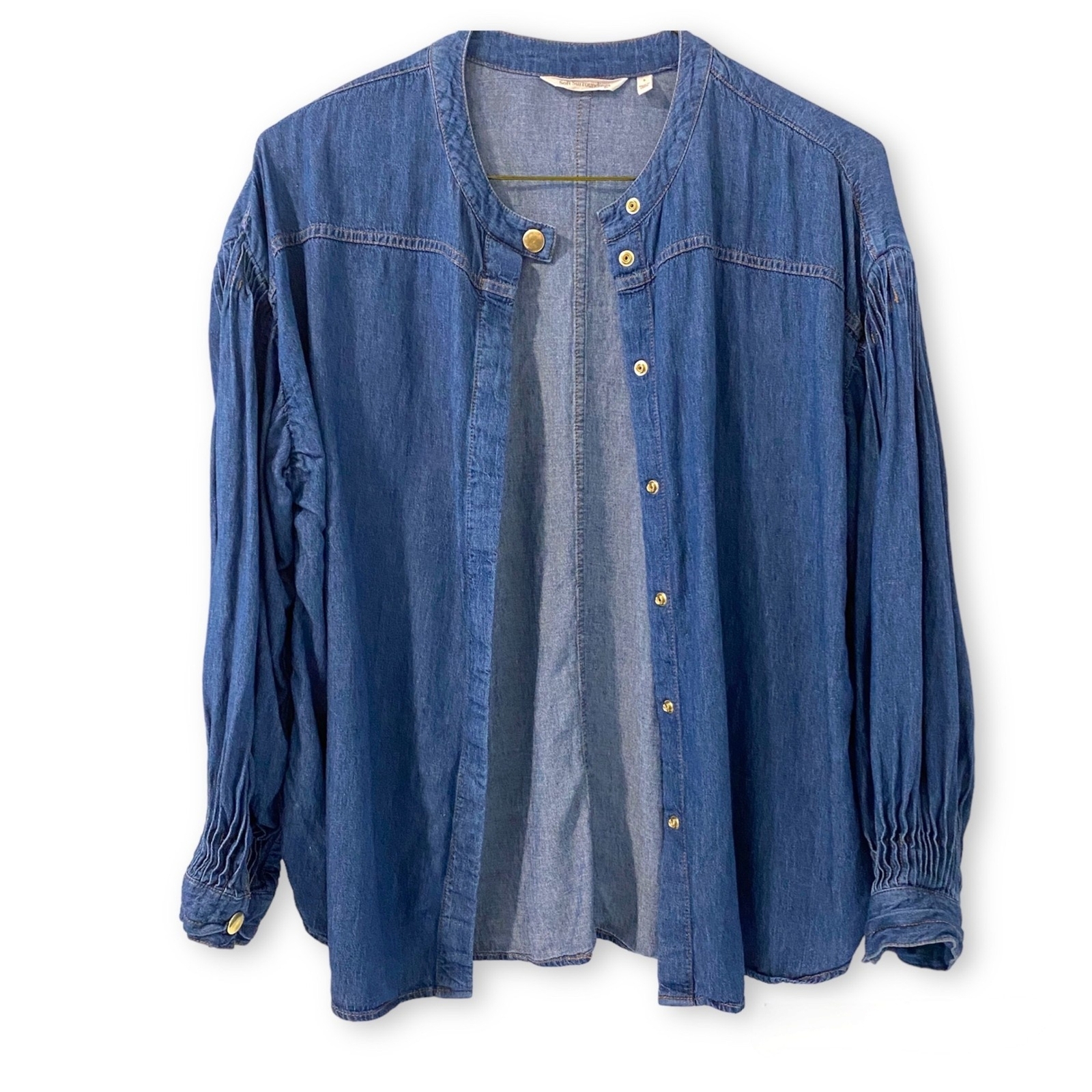 Soft Surroundings Denim Button Front Blouse Sz L - image 2