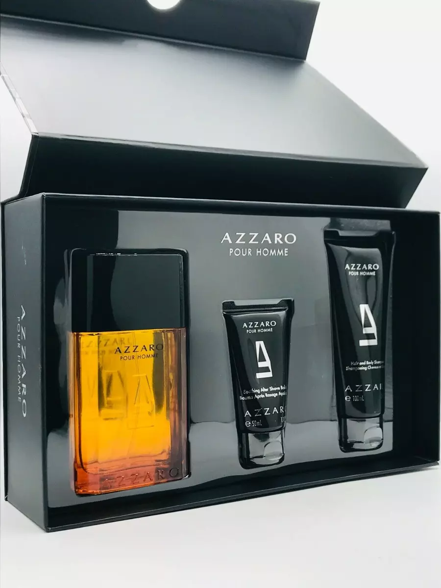 Azzaro Pour Homme Gift Set for Men 3.4 EDT 2.5 Shampoo 2.5 Aftershave New