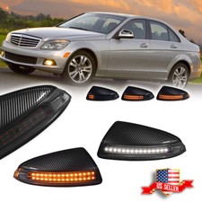 2x Smoke Switchback Led Mirror Signal Lights For Benz C-class W204 C300 C350 C63