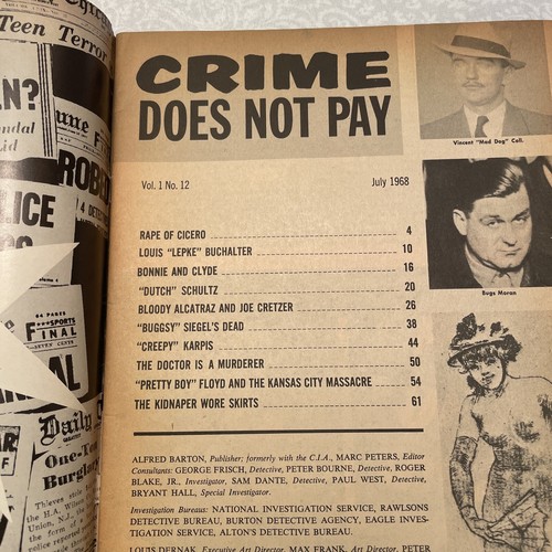 1968 July “CRIME DOES NOT PAY” Magazine Bonnie & Clyde / Al Capone Volume 1 #12 - Picture 5 of 8