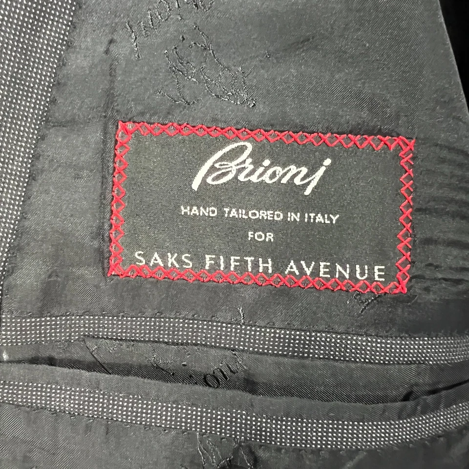 Brioni Italy Plinio Wool Sport Coat Blazer 48L Mens Black Suit Jacket Two Button - Image 4 of 4