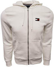 Tommy Hilfiger Mens Full Zip Logo Hoodie Sweatshirt , White , XS