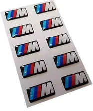 10 X M SPORT PERFORMANCE ALLOY WHEEL BADGE STICKER EMBLEM DECAL BMW 17MM X 9MM