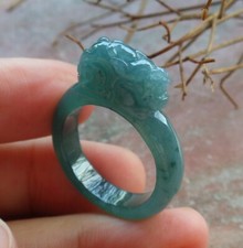 Certified Green Natural A JADE Jadeite Dragon Pi Xiu RING USA. 9.25    530032