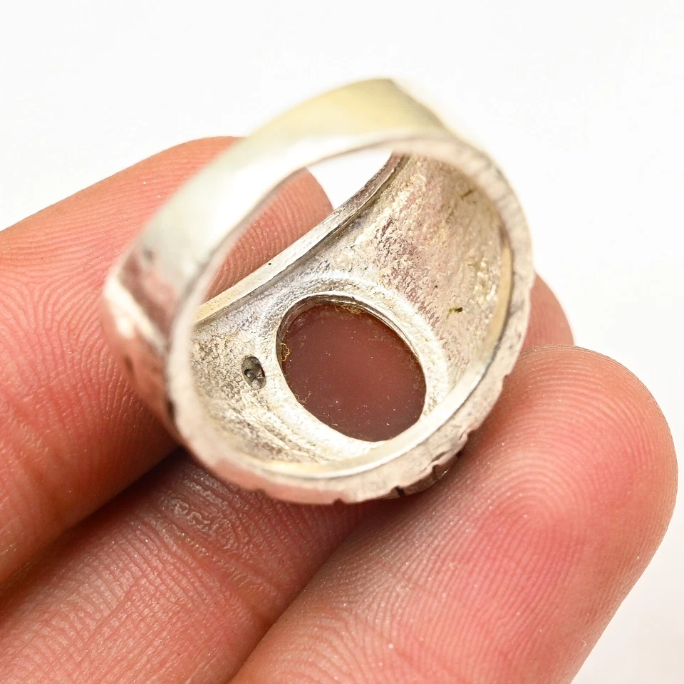 Hermoso anillo de cornalina maciza de plata de ley 925 hecho a mano para hombre, todas las tallas M831 Foto 3 de 4