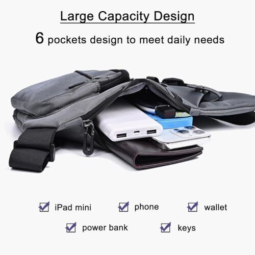 Sling Bag Anti-theft Crossbody Chest Shoulder Backpack Lightweight Blue - Picture 5 of 6