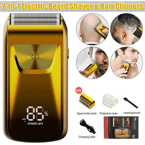 2IN1 Portable Electric Shaver Men's Razor USB Rechargeable Hair Clippers Trimmer
