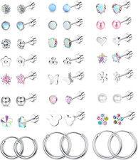 24 Pairs Hypoallergenic Screw Back Earrings for Girls Women Surgical Steel Tiny