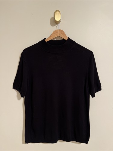 Drapers & Damons knit silk blend black mock top Large